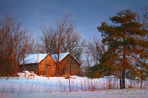 Two Sheds At Sunrise_05596.jpg - Photographed near Toledo, Ontario, Canada.